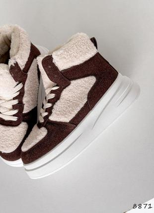 8871 кросівки високі, хайтопи на хутрі, черевики зимові10 фото