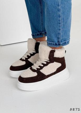 8871 кросівки високі, хайтопи на хутрі, черевики зимові3 фото