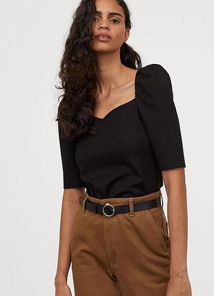 Топ блуза с вырезом сердце рукава фонарики