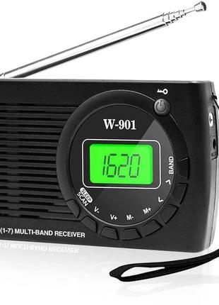 Радио corpower с батарейным питанием fm/am/sw радио с маленькой батареей с экраном/функция времени/разъем