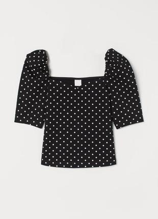 Топ в горошек рукава фонарики h&m