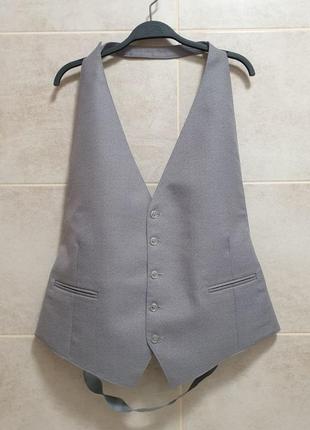 Carl stuart ~ 50-56 (46) - m-2xl - сіра - backless жилетка чоловіча класична жилет костюмний - 0924