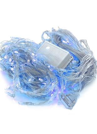 Гирлянда 400led водопад (blue), 8 режимов, 3*2метра, прозрачная изоляция, box