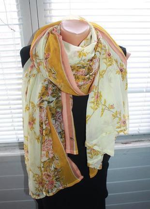 Найкрасивіший широкий шарф у квітковий принт, 110х240см.