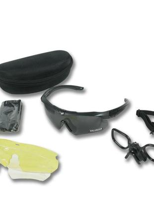 Тактичні окуляри polarized uv400 c5 з 3 лінзами та чорна оправа