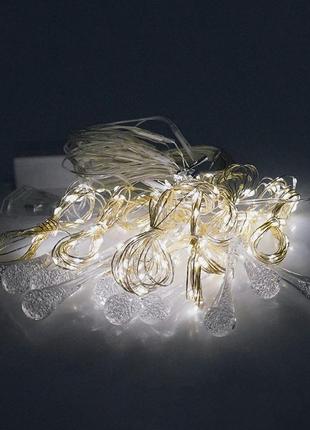 Гирлянда 400led капля (white hot), медный провод, 8 режимов, 2*2метра, прозрачная изоляция, box