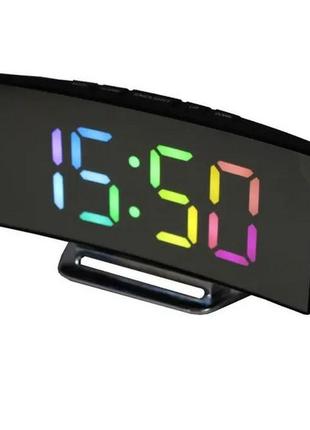 Настільний дзеркальний годинник dt-6507, температура, будильник, живлення від батарейок aaa, від мережі, 17 x