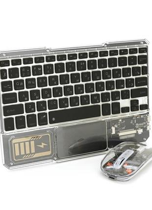 Комплект беспроводной yt-kb333 (kb+mouse), (eng / pyc), 2.4g, 78 клавиш, black/transparent, box