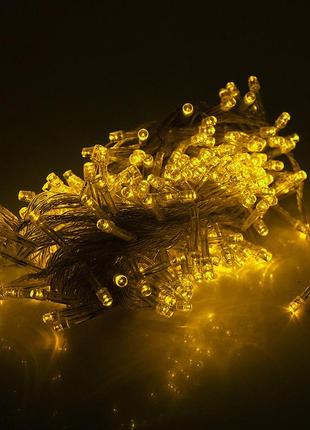 Гирлянды 500led (диод) yellow, 8 режимов, 25метров, прозрачная изоляция, box