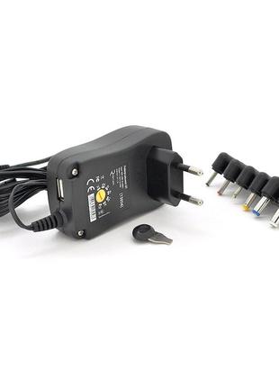 Универсальный бп input 100v-240v 50-60mhz, output :3v-12v-2.1a 30w, 6 г-образных разъемов 2.35*0.75/