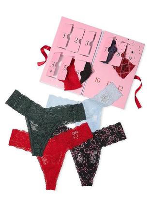 Адвент-календарь 12 трусиков стрингов оригинал victoria’s secret