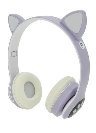 Бездротові bluetooth-навушники cat ear vzv-23m led, purple
