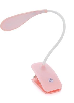 Гнучка настільна лампа-прищіпка sw-d812, 3 режими, 4,2v 300mah. microusb, 3 години роботи, 25 см, 200 гр, pink,