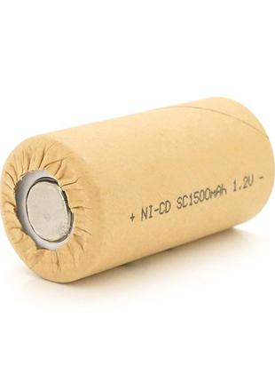 Акумуляторна батарея для шурупокрута yt-1500, ni-cd sc1500mah, 1.2v, 10c, 23x43 mm