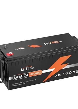 Акумуляторна батарея lifepo4 litime 12 v 200 ah, 2560 wh, bms 100a, 532*207*215 мм