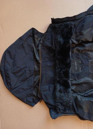 Куртка-анorак із чорним хутряним коміром zara, розмір m8 фото