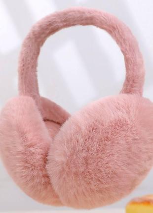 Навушники теплі зимові еко - хутро пудра 0445
