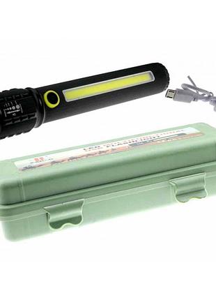 Ліхтар td-c82 c72-p50+cob li-ion акум zoom зу mircousb box