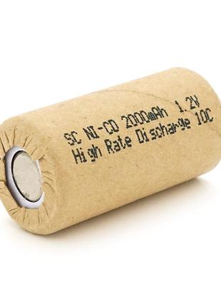 Акумуляторна батарея для шурупокрута ni-cd sc ph 2000 mah 1.2v, 10c, 23x43 mm