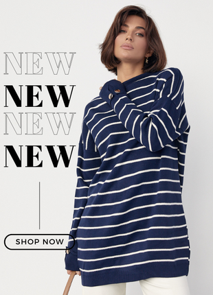 Светр-туніка в смужку oversize фасону