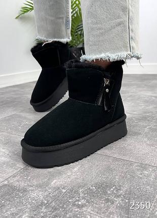 Трендовые угги зимние цвет: черный материал: натуральная замша сезон : зима