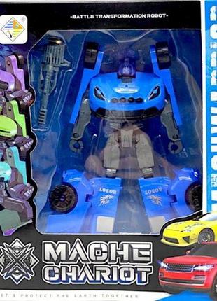 Трансформер "mecha chariot. легкова машина", синій пластик різнобарв'я