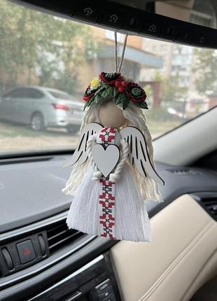 Підвіска  янголятко у віночку ручної роботи, 15 см