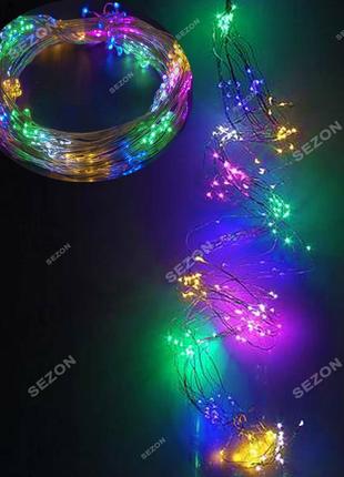 Новогодняя светодиодная гирлянда пучок-роса 200led, 10 линий по 2м. мультиколор