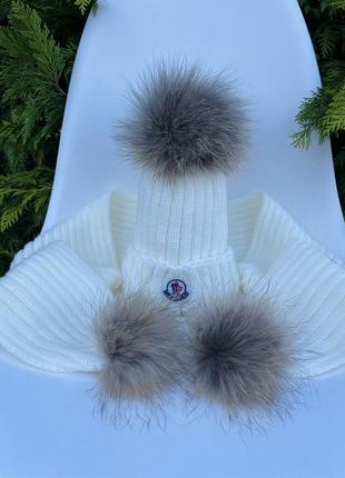 Набор шапка шарф монклер комплект moncler шапка шарф зимняя зимняя шапка