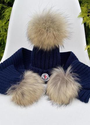 Набір шапка шарф монклер комплект moncler шапка шарф зимовий зимова шапка8 фото