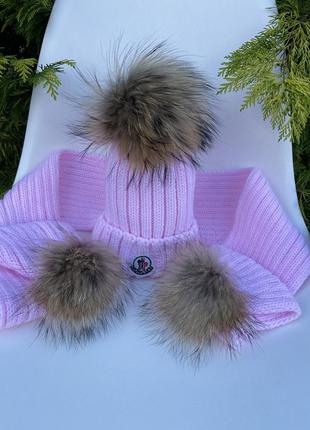 Набір шапка шарф монклер комплект moncler шапка шарф зимовий зимова шапка9 фото
