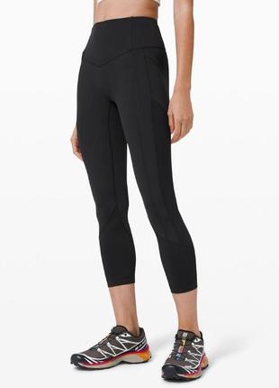 Lululemon черные лосины леггинсы капри спортивные с карманами размер 8 all the right places high-rise crop 23"