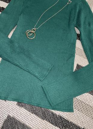 Гольф зеленый в рубчик, гольф женский, водолазка2 фото
