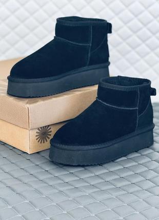 Ugg ultra mini замш на платформе угги ультра мини замш на платформе черные7 фото
