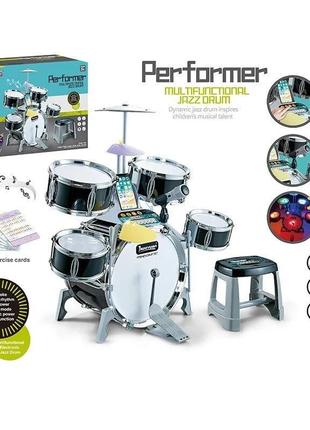 Барабанна установка q 530 a  звук, підсвічування, мелодії, режим караоке, мікрофон, підключення до телефону, піаніно, палички