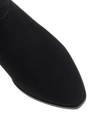 Ботфорти зимові жіночі замшеві чорні високі на середньому каблуку єврозима 1567ц