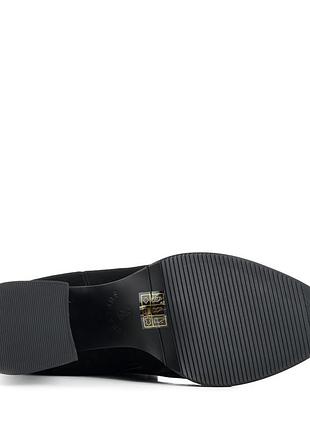 Ботфорти зимові жіночі замшеві чорні високі на середньому каблуку єврозима 1567ц