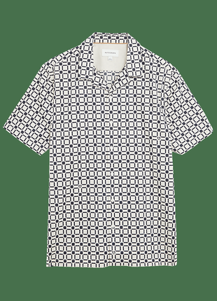 Рубашка с геометрическим кубинским воротником из хлопка3 фото