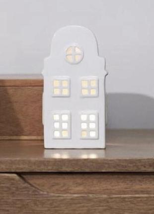 Керамический домик подсвечник новогодний декор