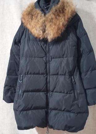 Пуховик moncler с натуральным мехом