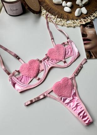 Сексуальний рожевий комплект нижньої білизни 18+ | еротична білизна | нижня білизна