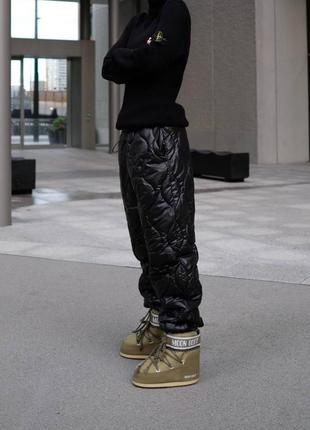 Лыжные зимние стеганые брюки плашевка moncler на синтепоне + флисе ☁️