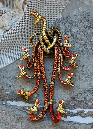 Брошь - кулон в стиле rene lalique " serpent corsage" 10 см, ар- нуво, змея, змеи, крупная8 фото