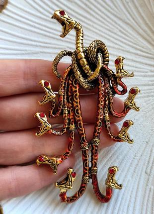 Брошь - кулон в стиле rene lalique " serpent corsage" 10 см, ар- нуво, змея, змеи, крупная5 фото