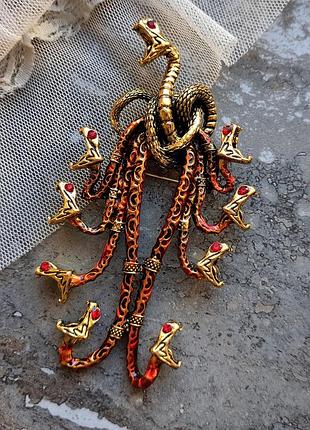 Брошь - кулон в стиле rene lalique " serpent corsage" 10 см, ар- нуво, змея, змеи, крупная2 фото