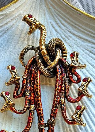 Брошь - кулон в стиле rene lalique " serpent corsage" 10 см, ар- нуво, змея, змеи, крупная4 фото