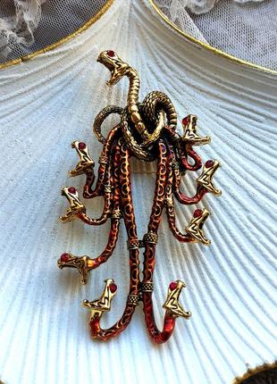 Брошь - кулон в стиле rene lalique " serpent corsage" 10 см, ар- нуво, змея, змеи, крупная9 фото