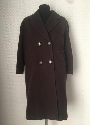 Большой размер! двубортное пальто тёмно-коричневого цвета от maura, размер xl-xxl