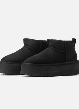 Высокие черные замшевые угги ugg ultra mini platform