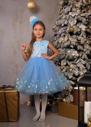 Детское праздничное платье by_tanyaklymenko снежинка для девушек голубое